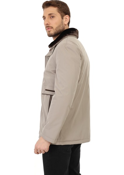 Regular Içi Kapitoneli Bej ( Çıkarılabilir Kürklü Yaka ) Kaban modelleri