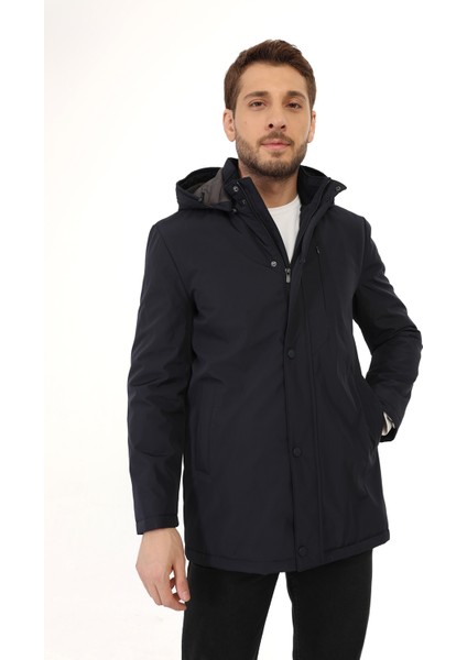 Regular Dizüstü Lacivert ( Çıkarılabilir Kapüşonlu ) Kaban