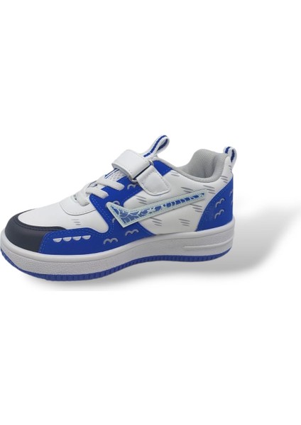 Siyah Beyaz Sax Mavi Bantlı Çocuk Spor Ayakkabı modelleri