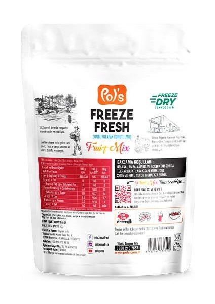 Freeze Fresh Berry Mix 16 g, Fruit Mix 20 g, Çilek 15 g