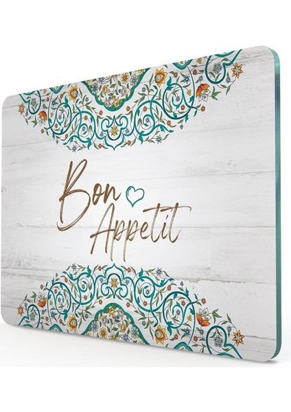 Cam Kesme Tahtası ve Sunum Tablası Bon Appetit Desenli fiyatları