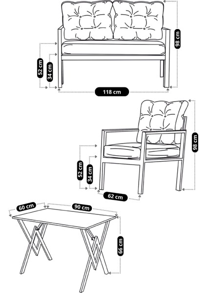 Miray 2+1+1 Masalı Gri Bahçe Ve Balkontakımı