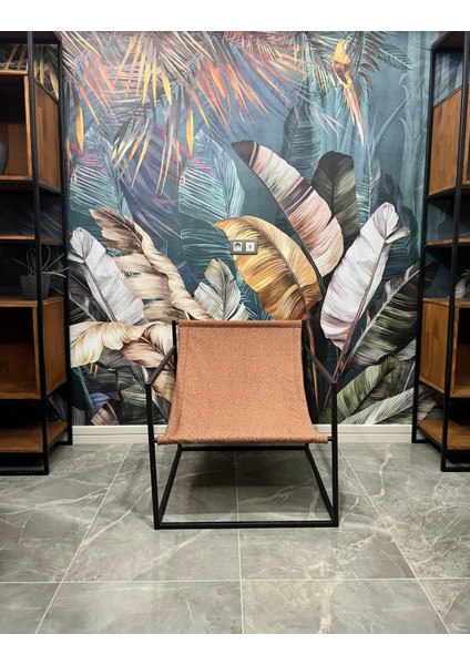 Modern Dekoratif Metal Ayaklı Berjer Salon Oturma Odası Balkon Berjeri