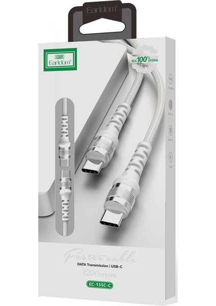 EC-155C-C 1.2m 60W Type-C To Type-C Pd Hızlı Şarj Kablosu - Beyaz