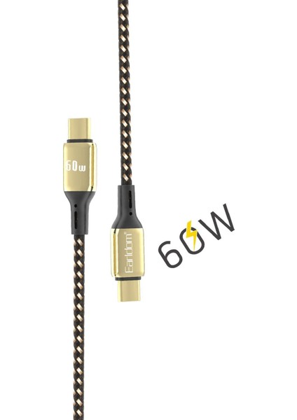EC-141C 3m 60W Type-C To Type-C Pd Hızlı Şarj Kablosu - Gold