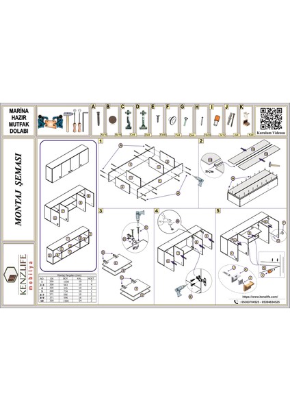 Kenzlife hazır mutfak marina byz 060*150*22 mutfak banyo dolabı kapaklı raflı