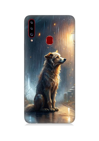 Samsung Galaxy A20S Uyumlu Yağmurlu Sokak Desenli Silikon Kılıf
