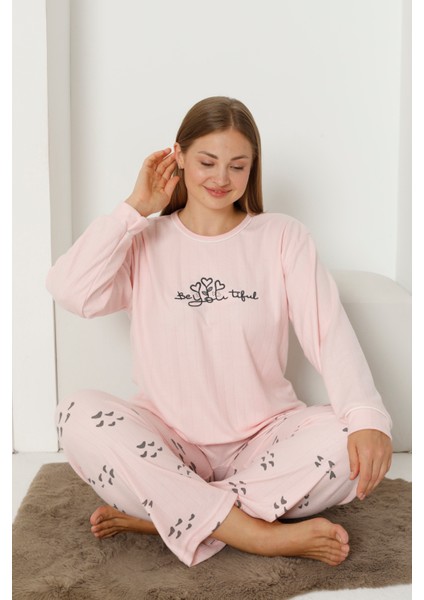 Fwn 3201 Interlok Ayıcık Nakışlı Kışlık Büyük Beden Kadın Pijama Takımı fiyatları