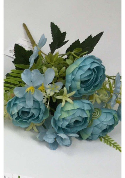 Yapay Lüx Şakayık Eren Gül Aranjmanı Alüminyum Materyal 1 Adet Mavi