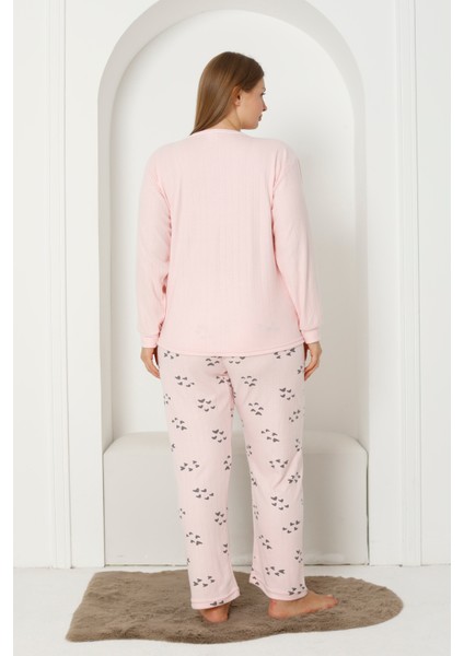 Fwn 3201 Interlok Ayıcık Nakışlı Kışlık Büyük Beden Kadın Pijama Takımı fırsatları