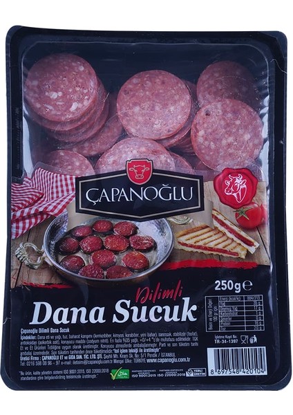 Çapanoglu Dana Dilimli Sucuk 250 gr