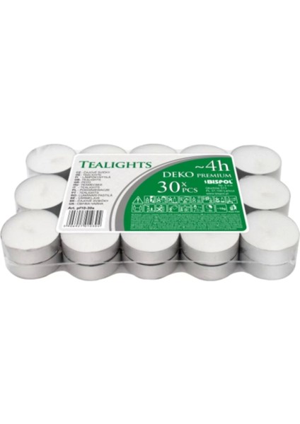 30‘lu Buhurdanlık Tealight Mumu , 4 Saat Yanan Mum , Difizör Mumu , Kokusuz Mum , Isıtıcı Mum