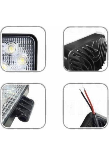 Çalışma LED Lambası Off Road Gündüz Farı Sis Kare 27W 9 LED