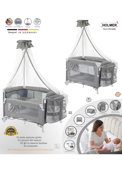 Coolstyle Anne Yanı Cibinlikli Oyun Parkı/park Yatak 70 x 110 cm + Aloevera Yatak modelleri