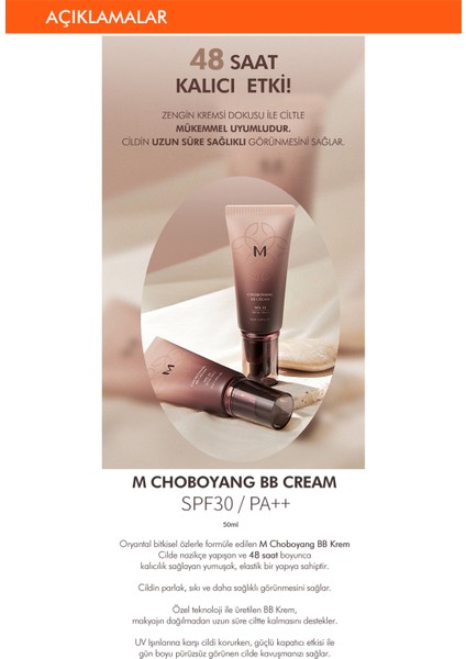 Yoğun Kapatıcılık Sağlayan Bitkisel İçerikli BB Krem M Choboyang BB Cream SPF/PA++ 50ml No.21