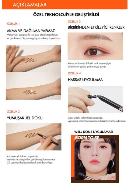 Uzun Süre Kalıcı, Bulaşma Yapmayan Jel Göz Kalemi APIEU Born To Be Madproof Eye Pencil Well Done 07 indirimleri