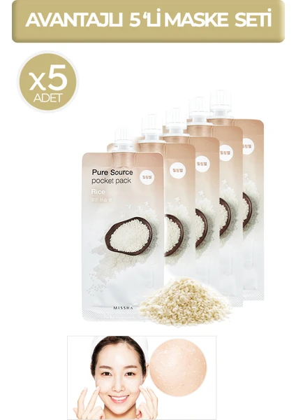 Avantajlı Ölü Derileri Arındıran,Aydınlatıcı Pirinç Peeling Set 5x10mlPure Source Pocket Pack (Rice)