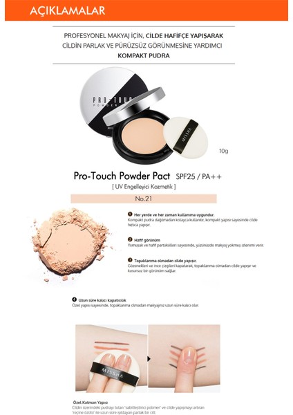 Pürüzsüz Görünüm Sağlayan Kompakt Pudra Pro-Touch Powder Pact SPF25/PA++ (No.21)