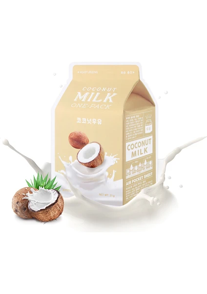 Canlandırıcı Yaprak Maske (Hindistan Cevizi-Süt) A'PIEU Coconut Milk One-Pack