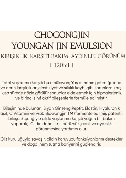 ve Sarkma Bakım Sunan Emülsiyon Chogongjın Youngan Jin Emulsion