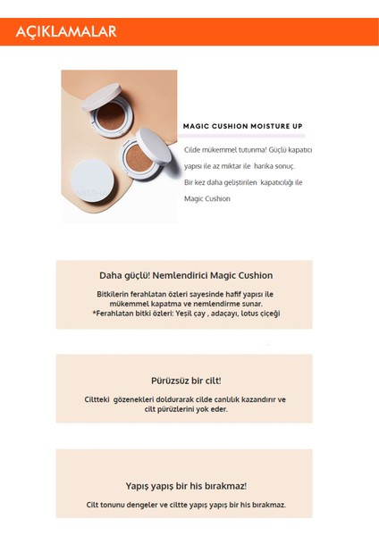 Missha Magic Cushion Moist Up SPF50+/PA+++ Nemlendirici Etkili Pudra No:21 15 gr