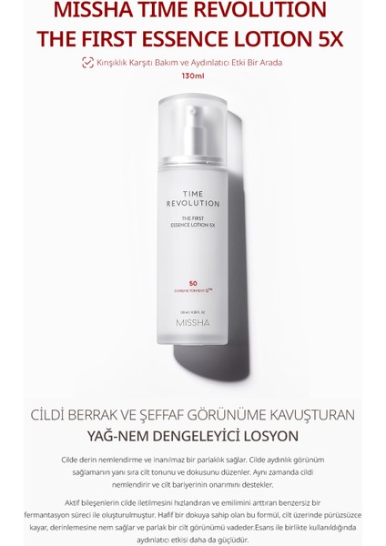 Ton Eşitleyici & Yaşlanma Önleyici Losyon Time Revolution The First Essence Lotion 5x