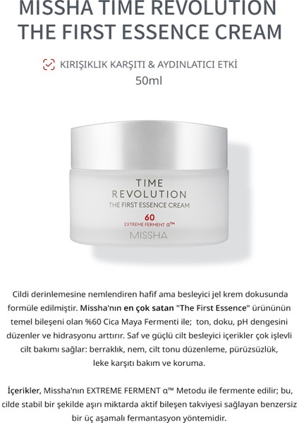 Fermente İçerikli Ton Eşitleyici Bakım Kremi Time Revolution The First Essence Cream