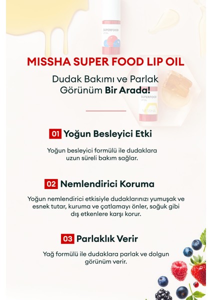 Mıssha Dudak Bakım Yağı - Super Food Lip Oil Berry