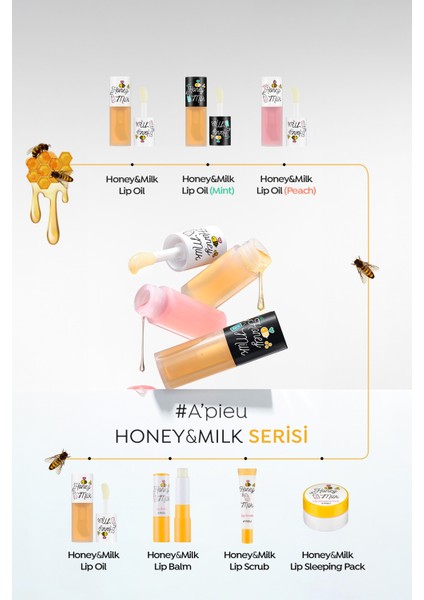 Bal ve Süt Özlü Besleyici Ve Nemlendirici Dudak Bakım Yağı A'PIEU Honey & Milk Lip Oil