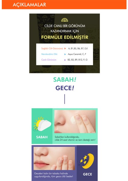 15 Farklı Vitamin İçeriğiyle Canlı Cilt Görünümünü Destekleyen Besleyici Krem A'PIEU Bad Vita Cream