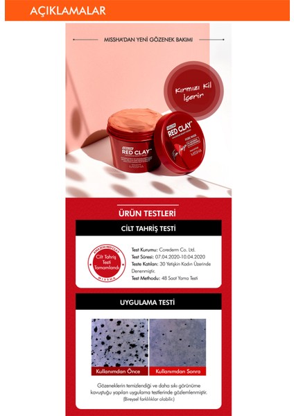 Yağlı ve Gözenekli Ciltler Için Kil Maskesi Red Clay Pore Mask