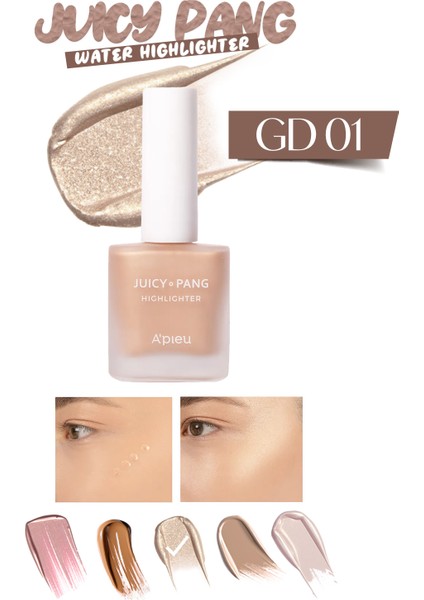 Cilt ile Bütünleşen Kalıcı Likit Aydınlatıcı Juicy-Pang Water Highlighter (GD01)