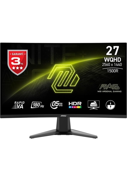 27" MAG 27CQ6F 2560x1440 (WQHD) 16:9 CURVE 1500R RAPID VA 180HZ 0.5MS GTG FREESYNC GAMING MONITOR