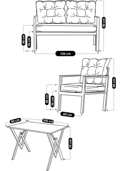 Kavacık 2+2+1+1+Masa Bahçe Mobilyası, Balkon Mobilyası, Bahçe Masa Takımı, Bahçe Takımı