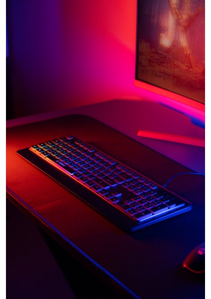 KB-2025 Rtm Rainbow Aydınlatmalı Backlight Membrane Gaming Oyuncu Klavye Profesyonel Klavye