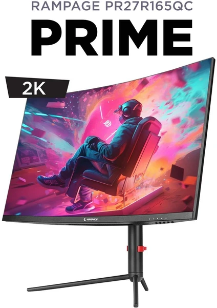 Prime PR27R165QC 27 165Hz 1ms Csot Va Qhd 2k Freesync Rgb Pivot Pc Curved Oyuncu Monitörü