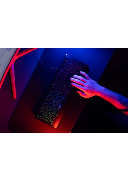 KB-2025 Rtm Rainbow Aydınlatmalı Backlight Membrane Gaming Oyuncu Klavye Profesyonel Klavye