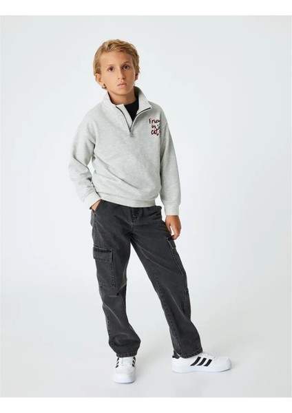 5WKB10505TK 031 Grı Erkek Cocuk Jersey Sweatshırt