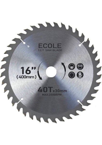 400MM Daire Testere-Yüksek Kalite METAL-(400MM, 30MM, 40 Dişli Sunta Kesme) Tezgah Testere Mil Set