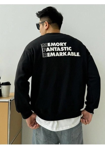 Afro Giyim  Memory Fantastic Ön Arka Baskılı Oversize Bisiklet Yaka Sweatshirt