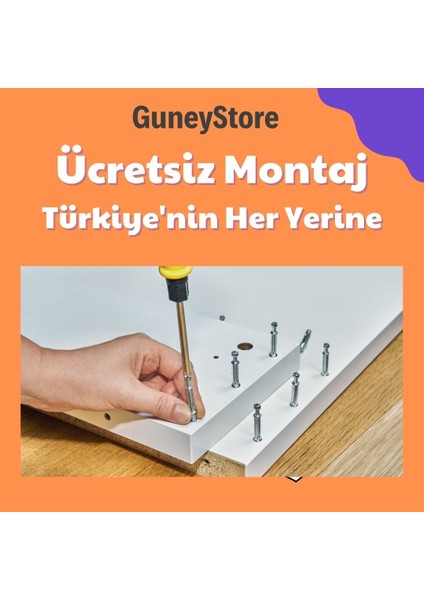 Ücretsiz Montaj Komple Mdf Paris 4 Kapaklı Atlantik Çam-Beyaz Gardırop Elbise Dolabı