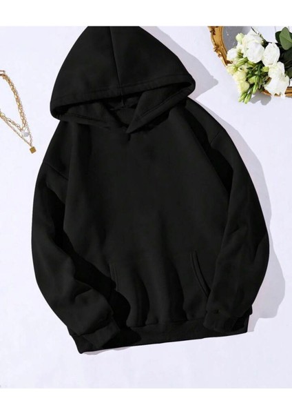 Afro Giyim  Oversize Düz Baskısız Sweatshirt Hoodie