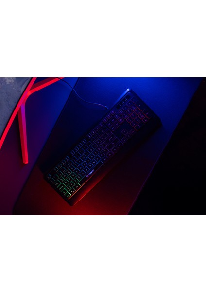 KB-2025 Rtm Rainbow Aydınlatmalı Backlight Membrane Gaming Oyuncu Klavye Profesyonel Klavye