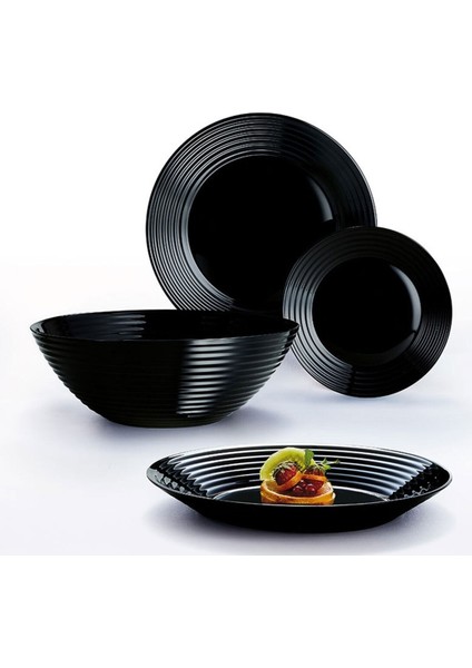 Harena Temperli Tatlı Tabağı 19 cm Siyah 6 Lı Paket