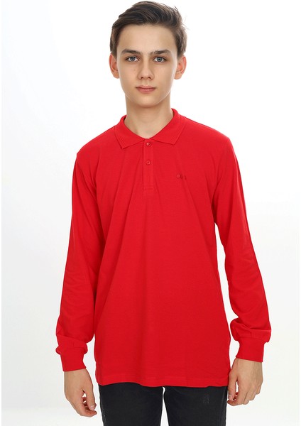 Erkek Çocuk Lacost(Yüksek Kaliteli Pike Dokuma) Noktalı Polo Yaka Sweatshirt | 10-14 Yaş