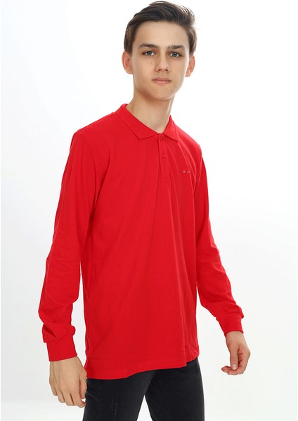 Erkek Çocuk Lacost(Yüksek Kaliteli Pike Dokuma) Noktalı Polo Yaka Sweatshirt | 10-14 Yaş fiyatları