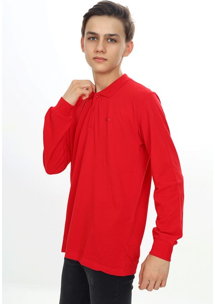 Erkek Çocuk Lacost(Yüksek Kaliteli Pike Dokuma) Noktalı Polo Yaka Sweatshirt | 10-14 Yaş modelleri