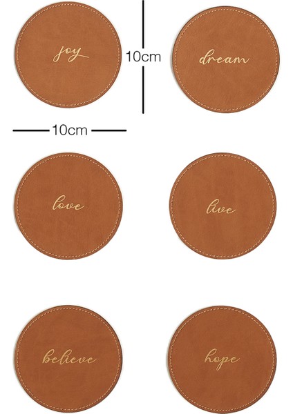 6'lı Taba Deri Baskılı Bardak Altlığı