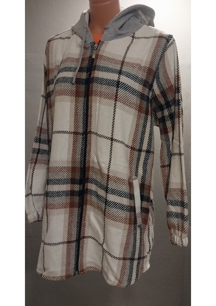 Kadın Ekose Oduncu Kumaş Kapüşonlu Fermuarlı Hırka Gömlek fiyatları