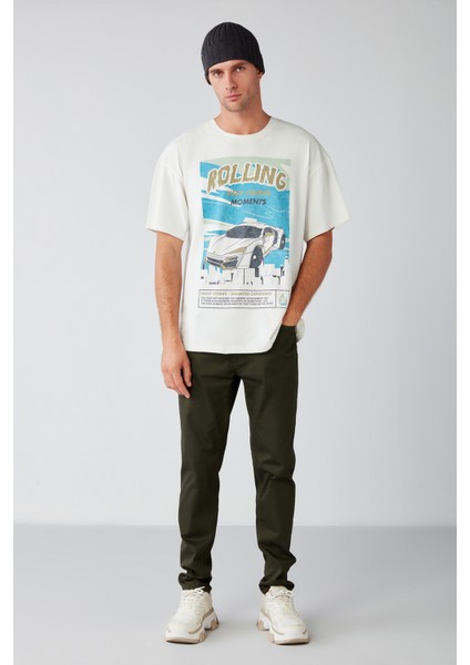 Washed Relaxed Oversize Beyaz T-Shirt fırsatları